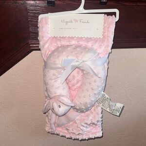 NWT Huggable Friends Pink Baby Blanket with Elephant Travel Pillow Shower Gift
